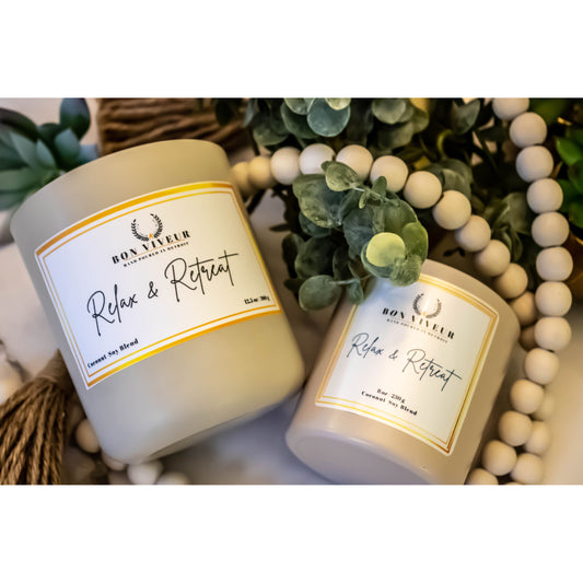 12.5oz & 8oz Scented Candle | Calming spa scent.  All Natural ingredients 